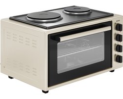 Wiggo WMO-E4562H(C) - Vrijstaande Mini Oven met kookplaat - Electrisch - 60 CM - 45 liter - 2000 W - 5 Jaar Garantie - Creme