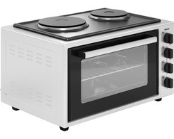 Wiggo WMO-E4562H(W) - Vrijstaande Mini Oven met kookplaat - Electrisch - 60 CM - 45 liter - 2000 W - 5 Jaar Garantie - Wit