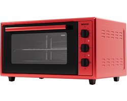 Wiggo WMO-E456(R) - Vrijstaande Mini Oven - Electrisch - 60 CM - 45 liter - 2000 W - 5 Jaar Garantie - Rood