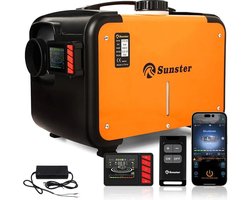 Sunster - Dieselkachel - Elektrische kachel - 8KW - 220V - Bluetooth-app en Afstandsbediening - Ultrastille Nachtkachel of Campertent voor Thuis - Oranje