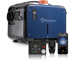 Sunster - Dieselverwarmer - Elektrische Kachel - 8KW - Bluetooth-app en Afstandsbediening - Ultrastille Nachtverwarming voor Camper, Camper, Tent, Huis - A2105L-Schakelaar - Blauw