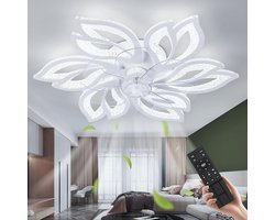 6 Bloem Crystal Ventilator Lamp - Plafondventilator - Wit - 6 Standen - Smart Lamp - Dimbaar - Kroonluchter Ventilator - Chandelier Fan - Woonkamerlamp - Ventilator Lampen