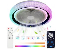 Bluetooth RGB Plafondventilator | 12 Kleuren | Met Speaker | Dimbaar Met Afstandsbediening | 40W | RGB Ventilator | Woonkamerlamp