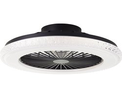 Brilliant Badria - Plafondventilator - Met verlichting - LED 40W - 3000K-6500K - Dimbaar - Zwart - Crystal effect - Zeer stil