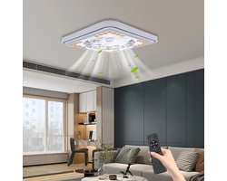 Chandelix - Plafondventilator 40W silent Ø50 cm - Met Verlichting drie temperaturen - Met Afstandsbediening - 6 Snelheden - Timer - Zomer/Winter functie - Wit - Woonkamer - Slaapkamer - Plafondlamp met ventilator