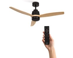 CREATE - Plafondventilator 40W silent Ø132 cm - Met Afstandsbediening - 6 Snelheden - Timer - Zomer/Winter functie - Zwart - WIND STYLANCE