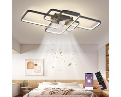 Dimbare LED Plafondventilator met Verlichting - Ø72cm - 80W - Stil - Afstandsbediening - 6 Windsnelheden - Perfect voor Woonkamer en Slaapkamer - Zwart