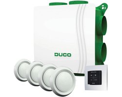 DucoBox Silent alles-in-1 pakket 400mÂ³/h + vocht boxsensor + RFT bediening + 4 ventielen - randaarde stekker