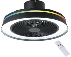 EGLO Vallonia Plafondventilator met lamp - Ø 48 cm - 6 snelheden - Instelbaar wit licht - RGB - Dimbaar - DC energy saving - Zwart