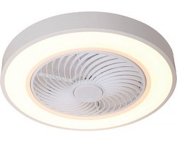 Freelight - Plafondventilator Fiato - Ø 50 cm – witte plafondventilator - metalen ventilator – top kwaliteit – incl. remote – speciaal voor lage plafonds – ventilator met LED verlichting - wit