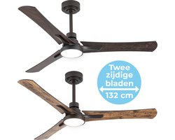 Goedewaere Plafondventilator - Zwart - 2 Kleuren Bladen - Met lamp - Met Afstandsbediening - Fluisterstil - Timer - Ideaal voor slaapkamer - Ventilator plafond - Verlichting - Plafondlamp