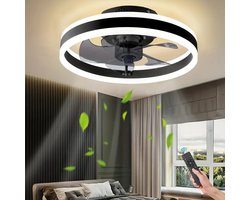 Kibus Plafond Ventilator met Verlichting - 50 CM - Smart Lamp - App - 6 Standen - Dimbaar - Zwart - Kroonluchter Ventilator - Chandelier Fan - Woonkamer Lamp - Ventilator Lampen - Timer