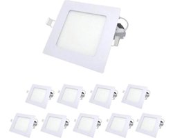 LED Paneel Downlight 6W Slim Vierkant WIT (pak van 10) - Wit licht - Overig - Pack de 10 - Wit Neutre 4000K - 5500K - SILUMEN