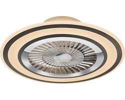 LED Plafondlamp met Ventilator - Plafondventilator - Torna Figon - 36W - Afstandsbediening - Aanpasbare Kleur - Dimbaar - Rond - Mat Zwart - Kunststof