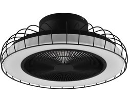 LED Plafondlamp met Ventilator - Plafondventilator - Torna Ford - 30W - Aanpasbare Kleur - Afstandsbediening - Dimbaar - Rond - Mat Zwart - Metaal