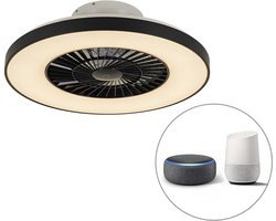 LED Smart Plafondventilator met Verlichting | Lamp en Afstandsbediening - 1 lichts - Ø 60 cm - Zwart - Woonkamer | Slaapkamer | Keuken - QAZQA climo star