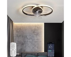 Lichtendirect - Plafondventilator met Verlichting - Zwart - Super Stil - Met Afstandsbediening - Voor Slaapkamer en Woonkamer - Plafondlamp