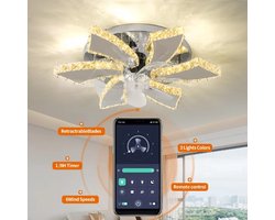 Luxe Kristallen Plafondventilator met Verlichting – Elegante Ventilator Lamp met Afstandsbediening