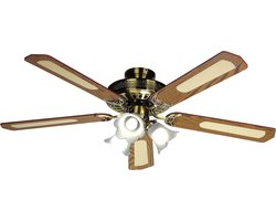 LuxiLamps - 5 Kop Bloem Plafondventilator - Dimbaar Met Afstandsbediening - E27 - 3 Snelheden - Bruin - 132 cm - Slimme Ventilator