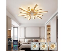 LuxiLamps - 5 Vleugel Ventilator Lamp - Dimbaar Met Afstandsbediening - Goud - Plafondventilator Met LED - Woonkamerlamp - Moderne lamp - Plafonniere