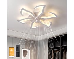 LuxiLamps - 6 Lotus Ventilator Lamp - Plafondventilator - Smart Lamp - Met Dimmer - 6 Standen Ventilator - Keuken Lamp - Woonkamerlamp - Moderne lamp