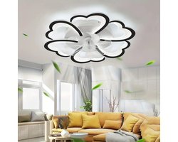 LuxiLamps - 6 Wolken Plafondventilator - Dimbaar Met Afstandsbediening - LED Ventilator Plafondlamp - Zwart - Woonkamerlamp - Moderne lamp - Plafonniere