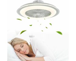 LuxiLamps - LED Plafondventilator - Plafondlamp Ventilator - 3 Standen - Dimbaar Met Afstandsbediening - 60 cm - Moderne LED Ventilator - 60W