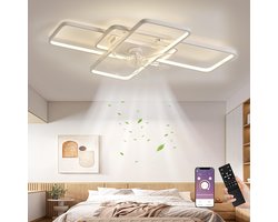 LuxiLamps - Moderne Smart Lamp Ventilator - Dimbaar - LED Plafond Ventilator - Wit - Moderne Kroonluchter Ventilator - 72 cm - Woonkamerlamp