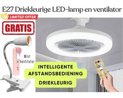 Mini 26cm Ventilator met E27 Fitting & 30W LED Licht