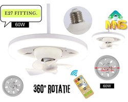 Mini Plafond Ventilator 360 Gradan -E27 Fitting & Telescoopstang fitting met 60W_LED-licht