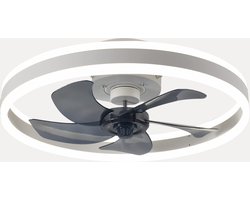 MiShar 2-LED Plafond Ventilator - 51 CM - Smart Lamp - 6 Standen - Plafond ventilator met verlichting - Dimbaar - Wit -Grijs - Kroonluchter Ventilator - Chandelier Fan - Woonkamer Lamp - Ventilator Lampen - Eetkamer lamp - Slaapkamer lamp