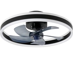 MiShar 2-LED Plafond Ventilator - 51 CM - Smart Lamp - 6 Standen - Plafond ventilator met verlichting - Dimbaar - Zwart - Kroonluchter Ventilator - Chandelier Fan - Woonkamer Lamp - Ventilator Lampen - Eetkamer lamp - Slaapkamer lamp