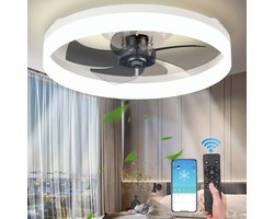 MiShar Plafond Ventilator Lamp - 51 CM - Smart Lamp - 6 Standen - 1 grote led strook - Dimbaar - Wit - Kroonluchter LED Ventilator - Chandelier Fan - Woonkamer Lamp - Ventilator Lampen - Slaapkamer lamp - Eetkamerlamp