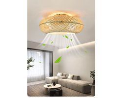 plafond ventilator Bamboe met verlichting - met afstandsbediening - Ø50cm