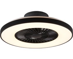 Plafondventilator Halmstad Ø 60 cm – geschikt voor lage plafonds – plafondlamp ventilator – energie zuinig – moderne plafondventilator - stil – zwart