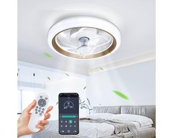 Plafondventilator met Verlichting - App & Afstandsbediening - Dimbaar Ventilator Lamp - 6 Snelheden - 3 Kleuren - Stil - 25W