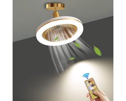 Plafondventilator Met Verlichting - Smart Lamp Met Afstandsbediening – Plafonniere Keuken Lamp Met 3 Ventilatiesnelheden & Dimbare Kleuren - Woonkamerlamp – Plafond Ventilator Lamp Met Hoekinstelling