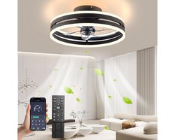 Plafondventilator Met Verlichting - Smart Lamp Met Afstandsbediening – Plafonniere Keuken Lamp Met 6 Ventilatiesnelheden - Woonkamerlamp – Plafond Ventilator Lamp Met Timer - Wit