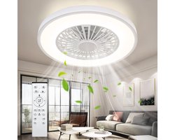 Plafondventilator Met Verlichting - Smart Lamp Met Afstandsbediening – Plafonniere Keuken Lamp Met 6 Ventilatiesnelheden - Woonkamerlamp – Plafond Ventilator Lamp Met Timer