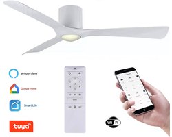 Plafondventilator Storm - Met LED - Super stil - Hoge kwaliteit - Ventilator 2024 - WIFI - TUYA app - Ø 132 cm - wit