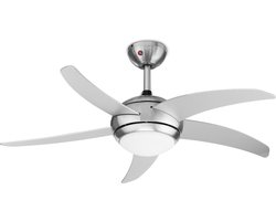 Plafondventilator Tristar VE-5815 - Ventilator met licht - Ultra Strong - Ceiling Fan met Timerfunctie en Afstandsbediening - 3 Instelbare Standen - Ø 112 cm - RVS