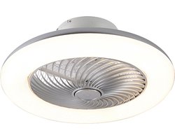 QAZQA clima - Dimbare LED Plafondventilator met Verlichting | Lamp en Afstandsbediening - 1 lichts - Ø 550 mm - Zilver - Woonkamer | Slaapkamer | Keuken