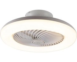 QAZQA clima - Dimbare LED Plafondventilator met Verlichting | Lamp en Afstandsbediening - 1 lichts - Ø 55.5 cm - Wit - Woonkamer | Slaapkamer | Keuken