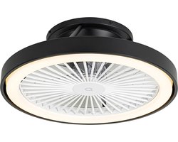 QAZQA dave - Dimbare LED Smart Plafondventilator met Verlichting | Lamp en Afstandsbediening - 1 lichts - Ø 54 cm - Zwart - Woonkamer | Slaapkamer | Keuken