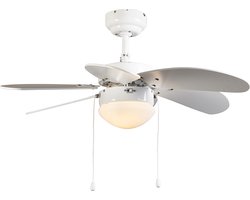 QAZQA fresh - Kleine Stille Plafondventilator met Verlichting | Lamp - 1 lichts - Ø 800 mm - Wit - Woonkamer | Slaapkamer | Keuken