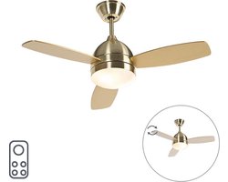 QAZQA rotar - Plafond ventilator met Verlichting | Lamp en Afstandsbediening - 2 lichts - Ø 960 mm - Messing - Woonkamer | Slaapkamer | Keuken