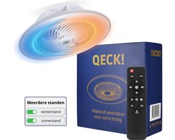 QECK!® - Plafondventilator met Verlichting – Energiezuinig – Warme&Koude Lucht – Geruisloos – met Afstandsbediening – Zomer en Winter Functie - Ø52 cm