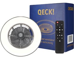 QECK!® Plafondventilator met Verlichting - Stil Plafondlamp met Afstandsbediening - Zomer- en Winterstand - Ideaal voor Slaapkamer - 30dB Geluidsniveau