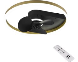 REALITY BORGHOLM - Ventilator - Zwart mat - incl. 1x SMD 30W - 3 snelheidsniveaus - Geintegreerde dimmer - Aanpasbare lichtkleur - Traploos dimmbaar - Afstandsbediening