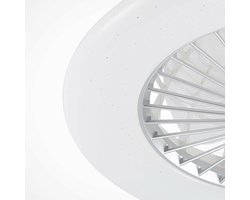 Starluna - Plafondventilatoren met verlichting- met dimmer - 1licht - staal, kunststof - H: 16.8 cm - wit, chroom - Inclusief lichtbron